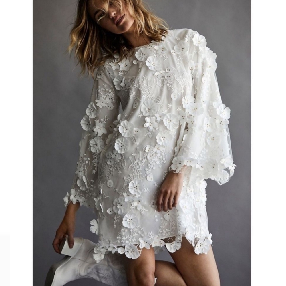 FREE PEOPLE ×MESTIZA  Flora Mini Dress in Ivory Size/M